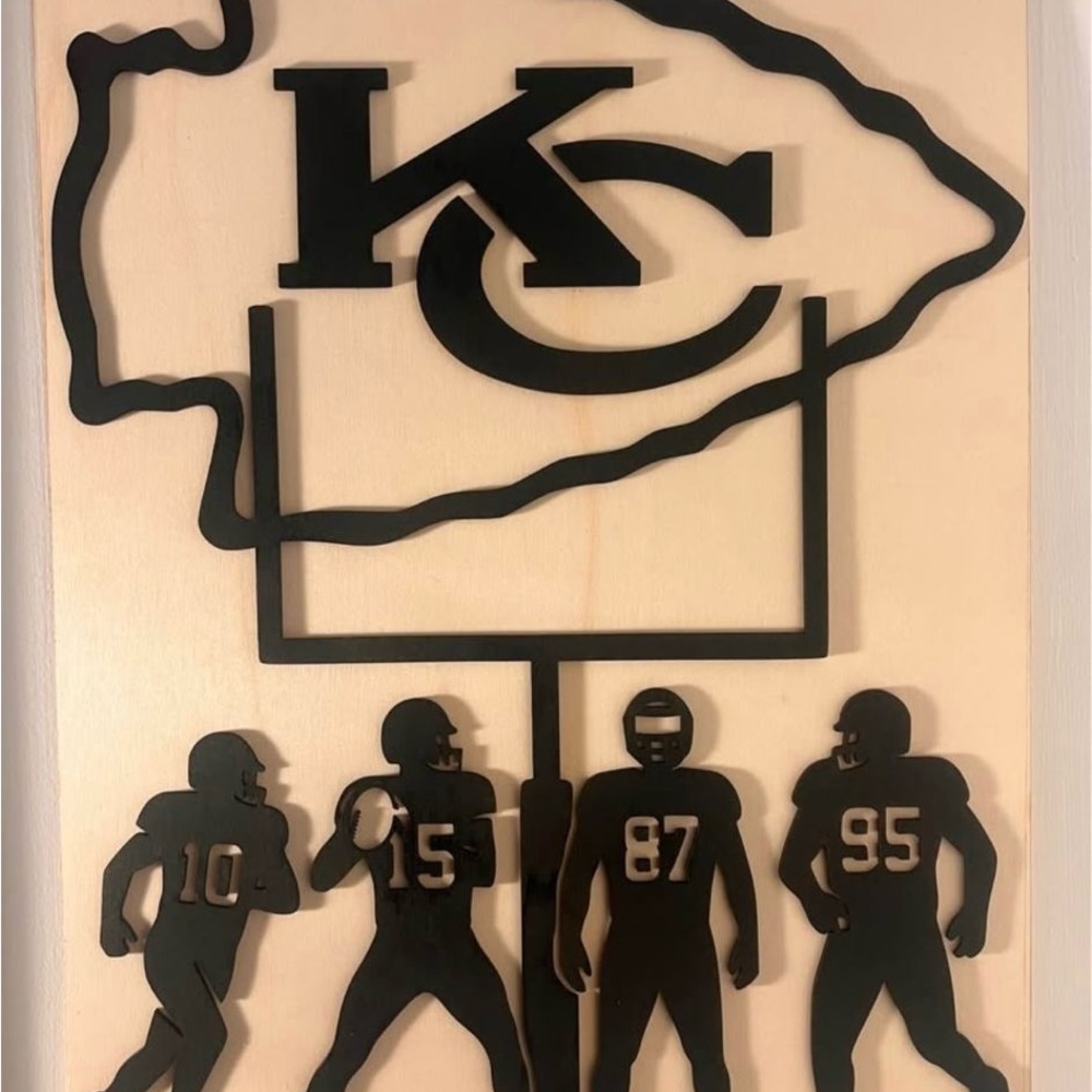 Kansas City Black Football Team Wall Art Decor 15x12inch